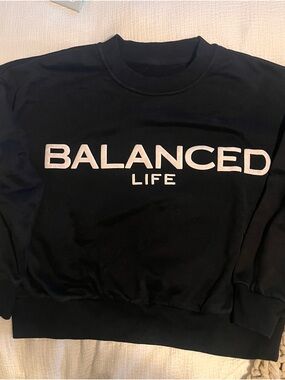 ELLandEMM Balanced Life Black Graphic Crewneck Sweatshirt
